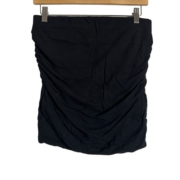 James Perse Black Cotton Jersey Ruched Tube Mini Skirt Size Large - Picture 2 of 6